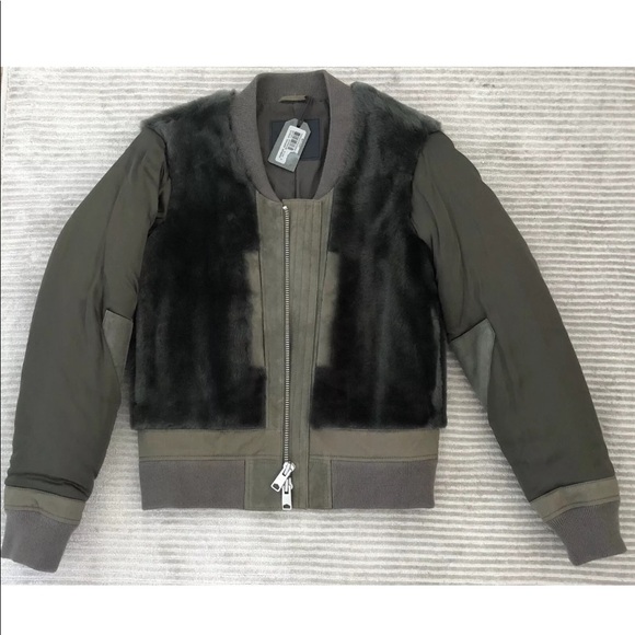 NWT ALL SAINTS 👀 Shearling Bomber Jacket Sz 2 ♨️ - Picture 2 of 8